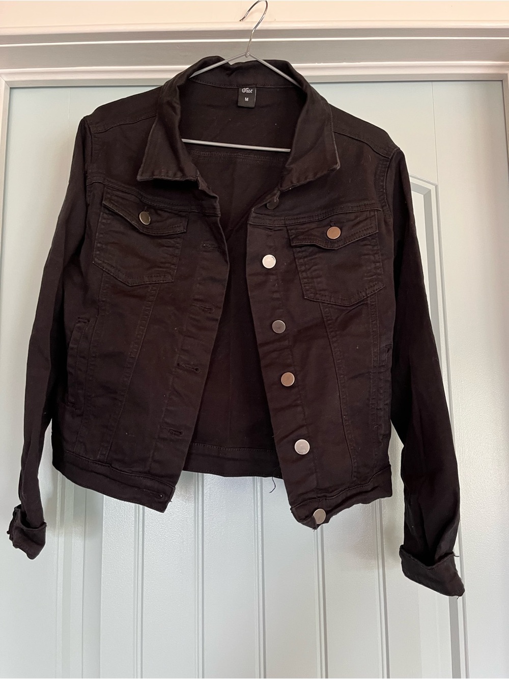 Womens Black Denim Jacket - Size M